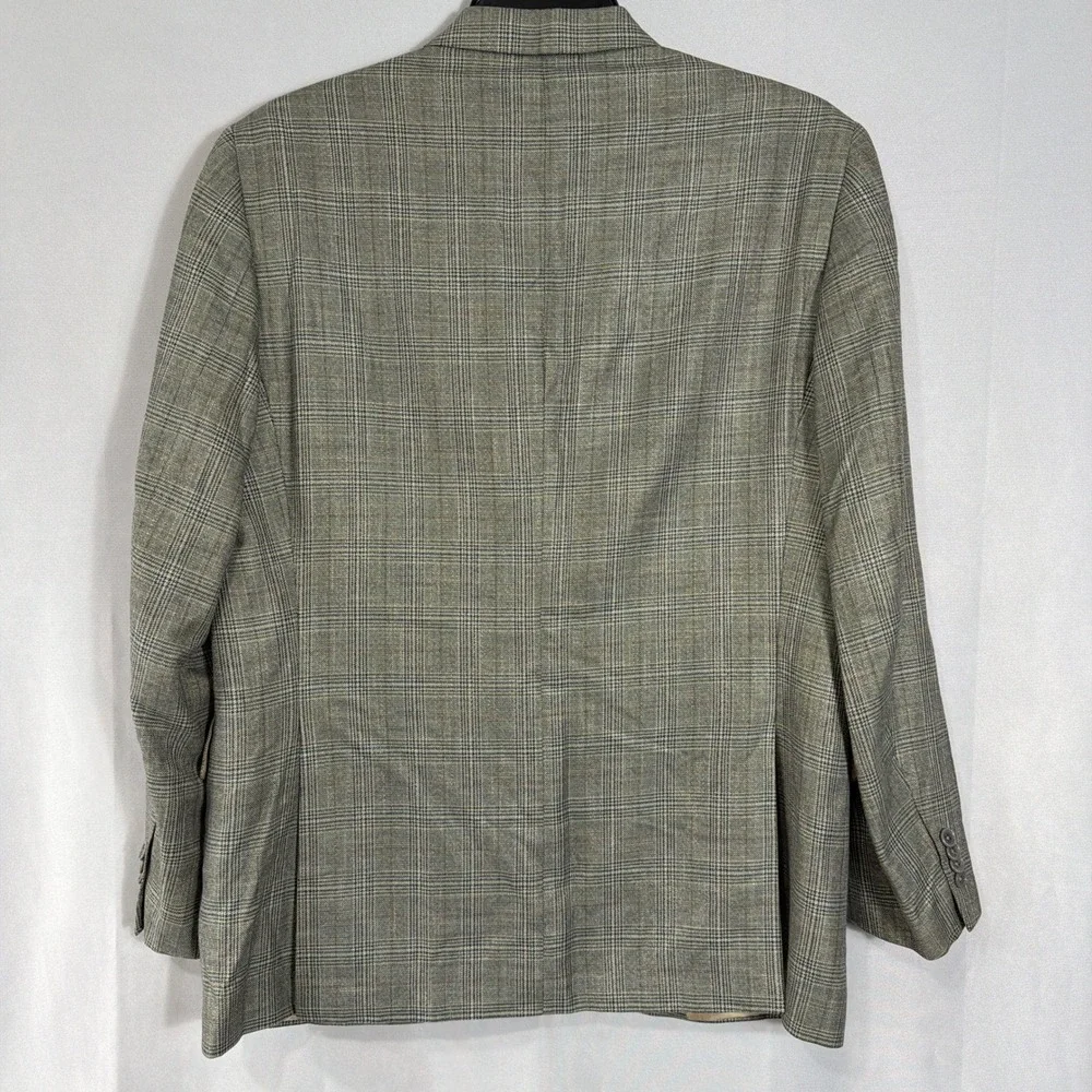 Jack Victor Sport Coat Glen Plaid Bamboo Blazer Grey Tan Mens 42R Blazer